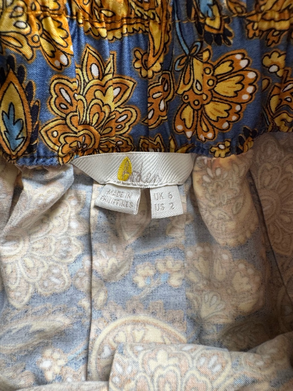 Boden Harvest Gold Paisley Pleated Cotton Skirt - Picture 7 of 9